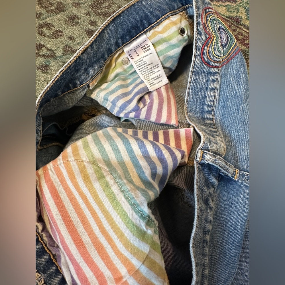 AEO Strigid Baggy Flare, Pride Edition with Colorful Detailing - Size 10 - Picture 7 of 8